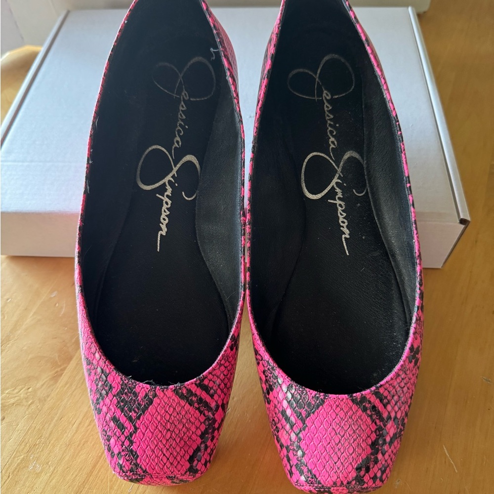 Jessica Simpson Vibrant Pink Snakeskin Ballet Flats